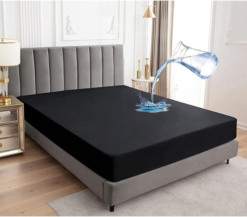 FIDSEJEONA Waterproof Fitted Sheet for Kids & Elderly Deep Pocket Mattress Cover, Solid