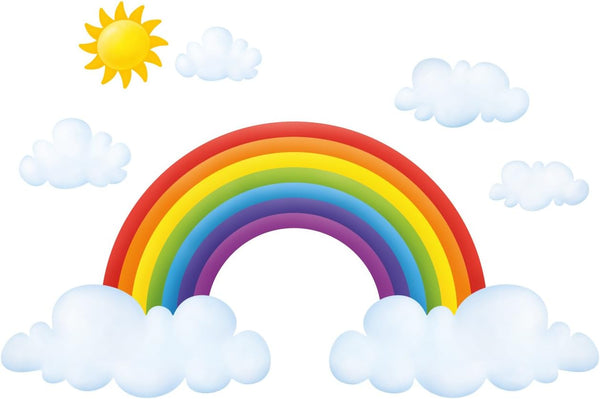 DECOWALL SG2-1713 Rainbow and Clouds Kids Wall Stickers - Wall Decals Peel and Stick Removable for Kids Nursery Bedroom