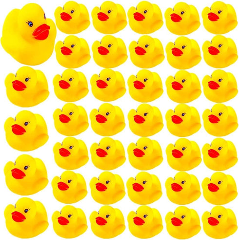 DZTIAN 51-Pieces Float & Squeak Mini Rubber Duck Baby Bath Ducky Sound ShowerToys