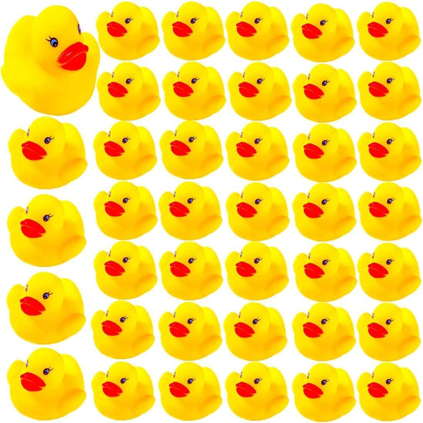 DZTIAN 51-Pieces Float & Squeak Mini Rubber Duck Baby Bath Ducky Sound ShowerToys
