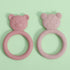 Silicone Baby Teether, Teething Toy Ring for Babies, Easy to Hold Design, BPA Free (Power Rose + Dusty Lilac)