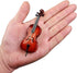 Dselvgvu Wooden Miniature Cello with Stand, Bow, and Case, Mini Musical Instrument Dollhouse Model Home Decoration