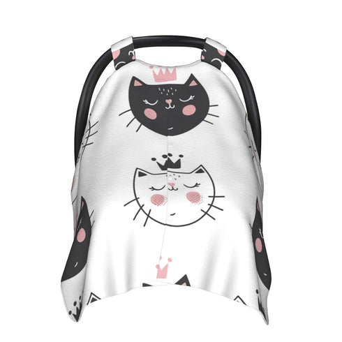 Hcpwzrf Adorable Cat Baby Car Seat Cover & Nursing Cover - Breathable Stretch Multi-Use Cover for Breastfeeding