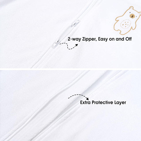 PHF Soft Micro-Fleece Baby Sleep Sack, 6-12 Months, Warm Baby Wearable Blanket, 2-Way Zipper, 2 Pack, White & Grey