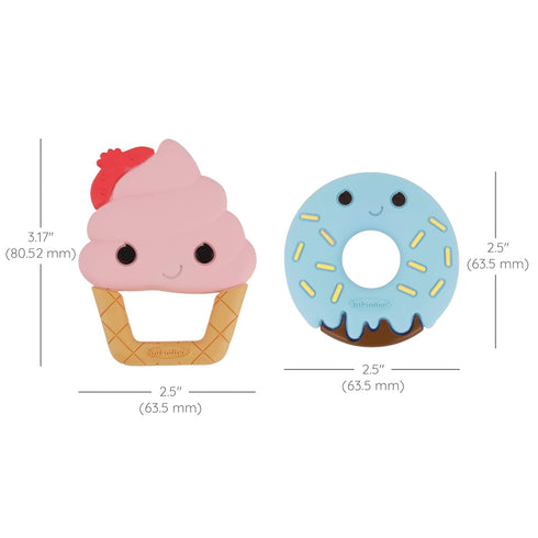 Infantino Sweet Tooth Silicone Teethers - Textured Ice Cream and Donut, 2-Pack