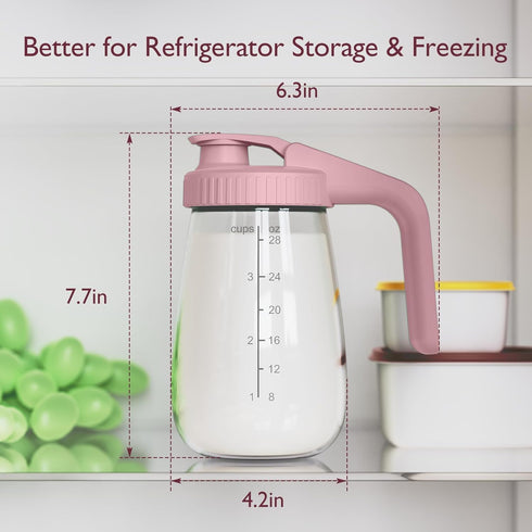 Momcozy Breast Milk Pitcher, Resistant to Heat and Cold Abrupt Temp Swings, No Leak Breast Milk Fridge Storage