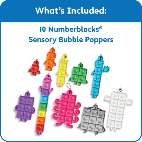 hand2mind Counting Numberblocks Sensory Bubble Poppers, Push Pop Fidget Toys, Keychains for Kids, Math Manipulatives