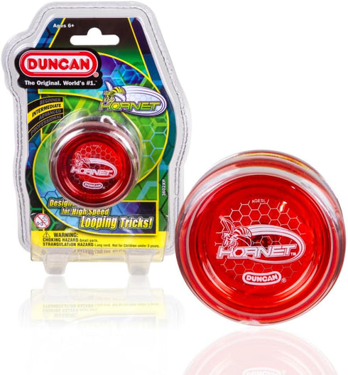 Duncan Toys Hornet Pro Looping Yo-Yo, Clear with Red Cap, Ball Bearing Axle and Plastic Body with String
