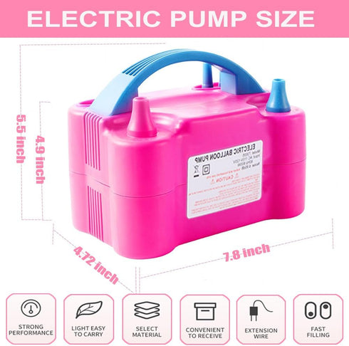 Electric Balloon Pump, 110V-120V Portable Dual Nozzle Blower with Balloons, Tying Tools for Party Decorations