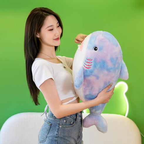 Plush Rainbow Shark Stuffed Animal, Colorful Shark Hugging Pillow, 26-Inch Plushies Gift for Kids and Lovers