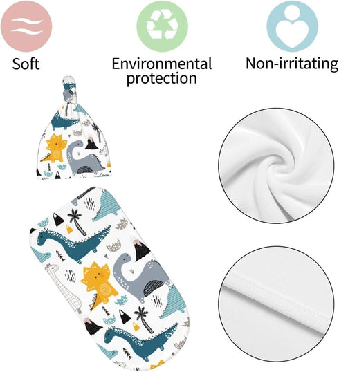 Swaddling Blanket for Baby, Soft Sleeping Bag Sack for Newborn Boys Girls, Unisex Dinosaur