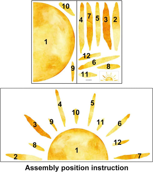 Duocheer ('''') Half Sun Wall Decal Extra Large Boho Sun Wall Decals Peel and Stick Removable Sunshine Wall Stickers
