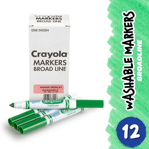 Crayola Washable Markers - Green (12ct), Kids Broad Line Markers, Bulk Markers for Classrooms & Teachers by Crayola