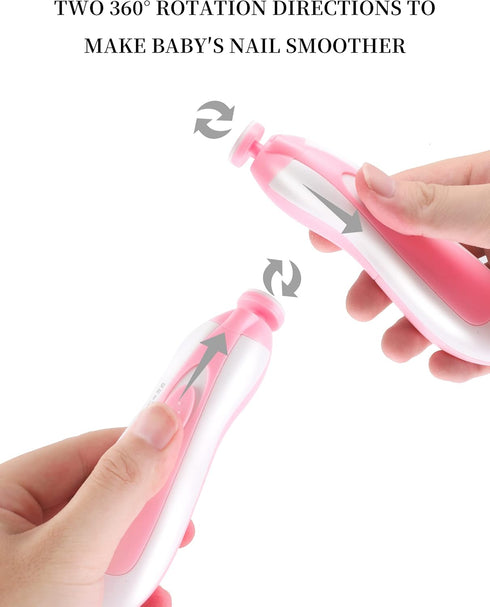 Trimmer, 6-in-1 Set Electric Baby Nail Safe Gentle Nail File Grinder Kit with LED Light, Whisper Quiet, Nail Care