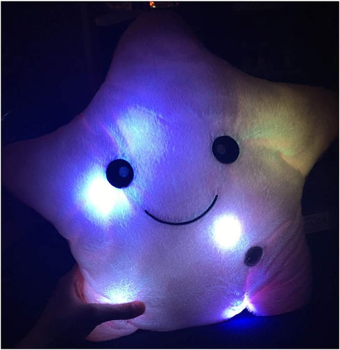Creative Twinkle Star Shaped Plush Pillow, LED Night Light Glowing Cushions for Kids, Plush Stuffed Toys Gifts and