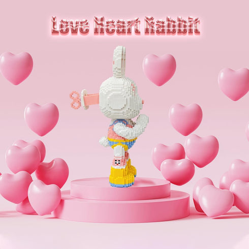 Animal Love Heart Rabbit Micro Building Blocks Set (8000PCS, 55cm High) - Gift for Adults and Kids