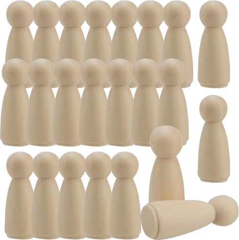 30 PCS 3.5 Inch Wooden Peg Dolls, Unfinished Wood Angel Girl Shape Figures for DIY Craft, Wedding, Cake Toppers
