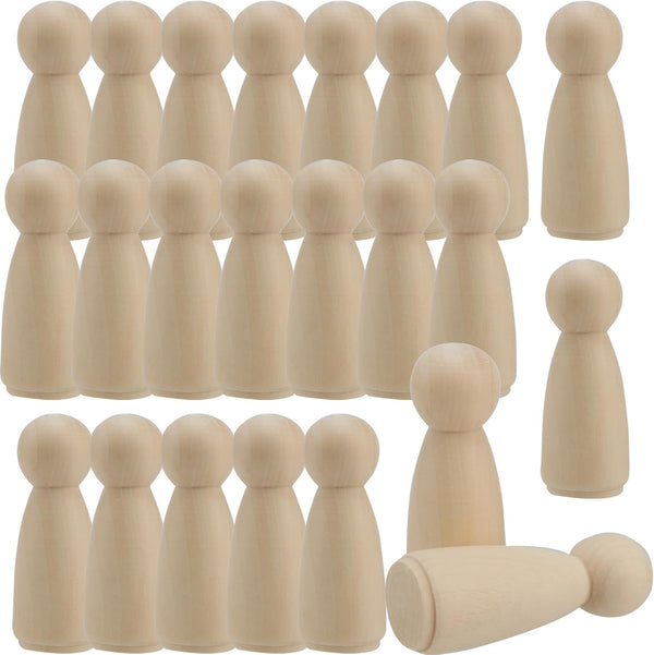 30 PCS 3.5 Inch Wooden Peg Dolls, Unfinished Wood Angel Girl Shape Figures for DIY Craft, Wedding, Cake Toppers