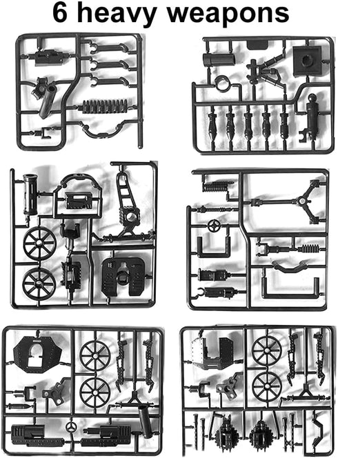 Ulanlan Pack 6 80 Military Weapons Guns and Accessories for Minifigures, Custom Military War Gears Building Blocks Toy