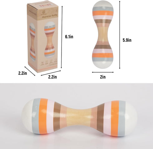 Hand-Painted Wooden Maracas for Kids - Musical Rattles for Toddlers