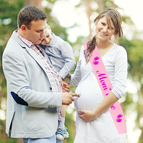 Goqaoix Mommy Mommy Mommy To Be Sash For Gender Reveal, Pink To Be Sash For Baby Shower Decorations, Pink Sashes