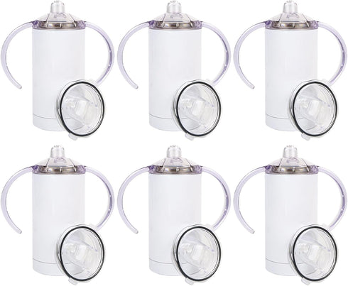 6 Pack Sublimation Blanks Sippy Cup Baby Bottle with Handles Straight Stainless