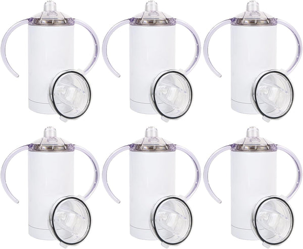 6 Pack Sublimation Blanks Sippy Cup Baby Bottle with Handles Straight Stainless