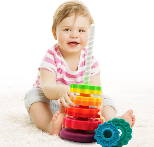 (1 PCS) Spinning Stacking Toys, ABS Plastic Rainbow Design, Educational Interactive Learning Stack Toys for Boys and