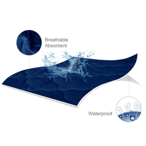 Pack and Play Mattress Protector Sheets, Fitted Waterproof Cover for Graco Pack n Play & Dream On Me, Navy
