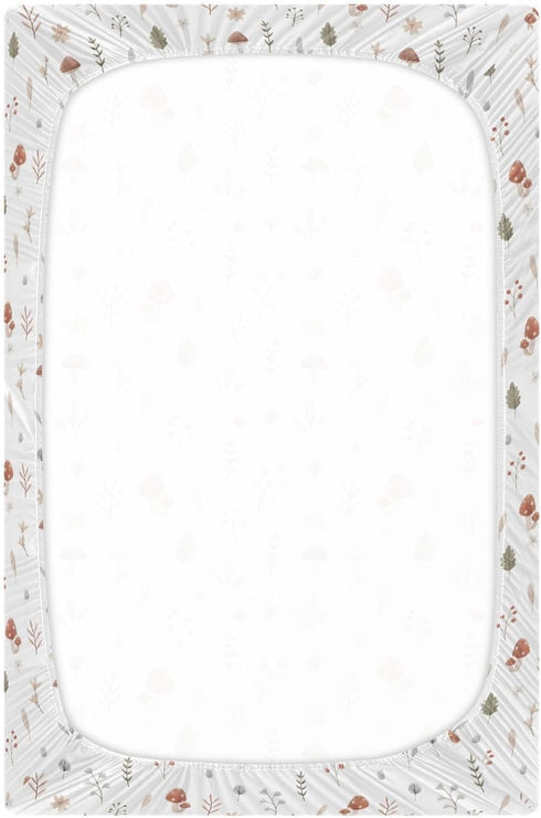 KICPOAY 39 27 Fitted Crib Sheets Fall Cute Mushroom Leaves Stretchy Portable Playard Sheets for Baby Toddler