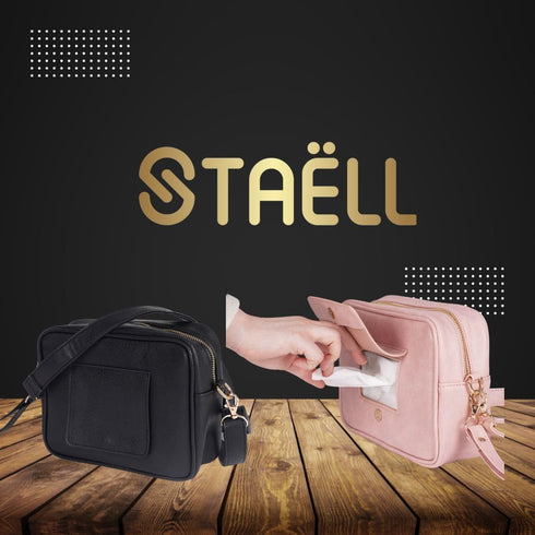 STALL 20-30 Crossbody Diaper Bag Purse with Wipes Dispenser - Stylish Vegan Leather Baby Wipes Holder Clutch for Women