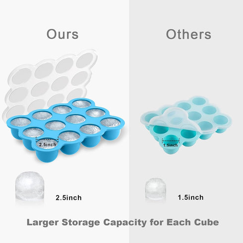 12 2.5oz Samuelworld Baby Food Storage Container, Portions x - BPA Free Silicone Freezer Tray with Clip-On Lid