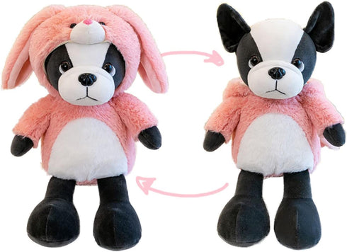 French Bulldog Stuffed Animal in Pink Bunny Costume - Adorable Plush Bull Dog Plush Toy for Kids, 13 Inch
