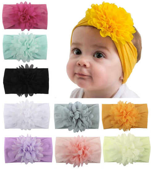 Toptim Baby Head Wrap - Chiffon Flowers Newborn Infant Soft Nylon Headbands