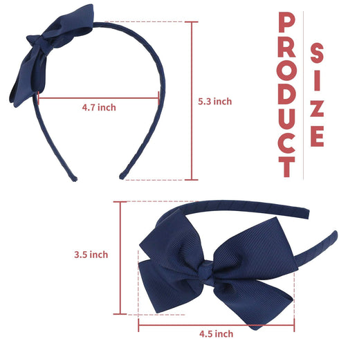7Rainbows Cute Navy Blue Bow Headband for Back to School Girls Toddlers