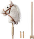 HollyHOME Stick Horse Plush Handcrafted Hobby Horse with Wood Wheels, Neighing and Galloping Sounds, White, 36 Inches