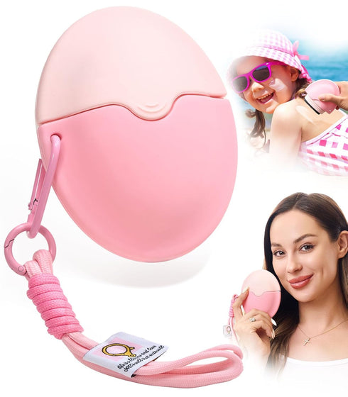 Sunscreen Applicator for Kids, Roll on Sponge Applicator for Sunscreen, Sunblock Buddy Brush Set, Pink