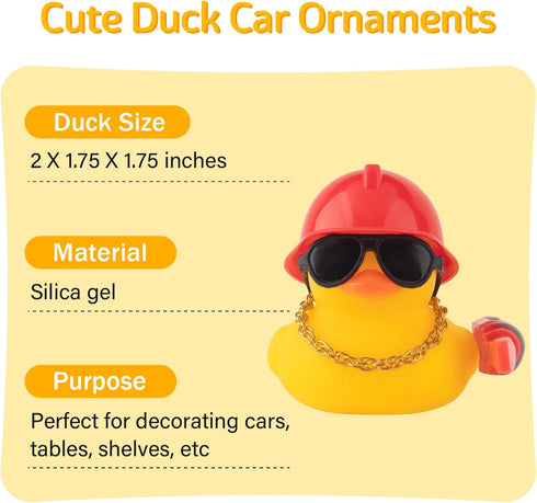 wonuu Car Dashboard Decorations Rubber Ducks, Construction Builder Rubber Ducky for Car Ornament Cute Duck with Tool