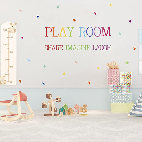 Playroom Wall Decor - Kids Playroom Wall Decals, DIY Stickers for Nursery Decoration, Share Imagine Laugh