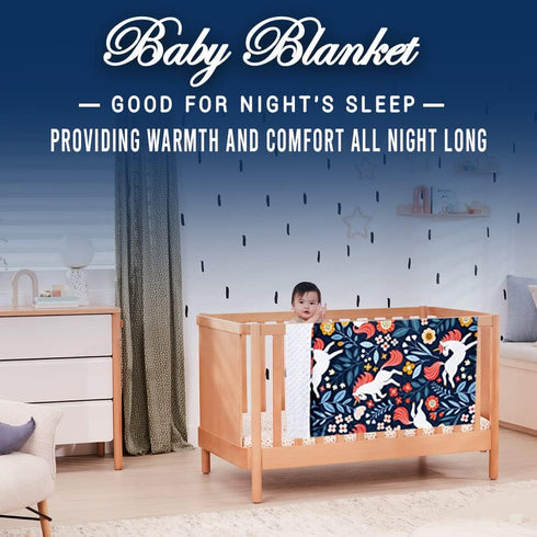 Soft Plush Hooded Baby Blankets for Boys and Girls, Double Layer Dotted Backing, Minky Unisex Toddler Blanket