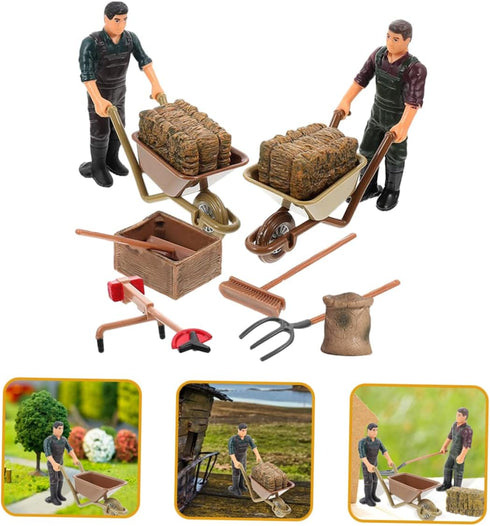12pcs Farm Accessories Model Sand Tray Miniatures Lawn Mower Accessories Cow Accessories Miniature Farmer Mini Mower Farm Playset Miniature Tools for Crafts Mini Farm Toys