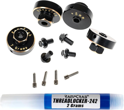 RampCrab Hex Wheel Hubs Extension Kit +5mm for SCX24 AX24, Brass Extended Hex Hub Wheel Spacers for RC Crawler Car