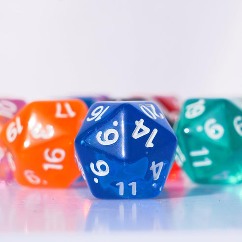 10PC D20 Polyhedral Dice Set 22mm for Table Games (Transparent Dice) DND RPG MTG