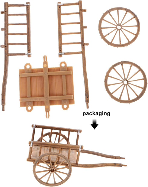 2Pcs STOBOK Miniature Farming Cart Model Dollhouse Miniature Barrows Simulation Cart Ornaments Landscape Decorations