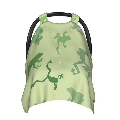 Hcpwzrf Green Silhouettes Frogs Baby Car Seat Cover & Nursing Cover - Breathable Stretch Multi-Use Cover