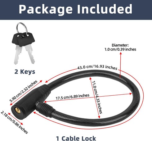 Secure Black Refrigerator Lock with Keys, 19.7" Childproof Cable Lock for French Door Fridge & Cabinet