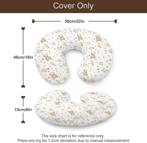 KuphiL10C Cute Bears Pattern Nursing Pillow Cover, Unisex Forest Animal Removable Breastfeeding Pillowcase Slipcover