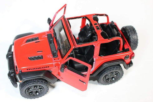 Jeep Wrangler Rubicon Off Road Die Cast Model by KiNSMART - 5 inch 1:34 Scale Toy Car (Red Opentop)