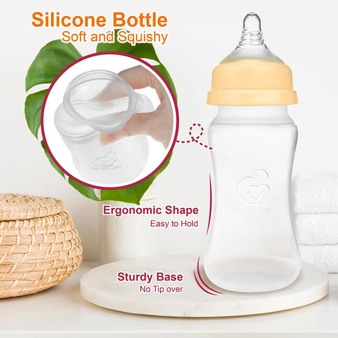 8oz 2 1+ Nenesupply Silicone Baby Bottles Newborn Feeding Bottles Slow Flow Breastfeeding Bottle for Breastfed Babies