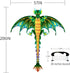eyijklzo Green Dragon Kite, Beautiful Easy Flyer for Children and Adults with Long Colorful Tail for Outdoor Activities